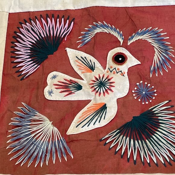 Vtg Bai Jia Bei Chinese Quilt Wall Hanging One Hundred Families Double Sided 3D - Picture 14 of 16